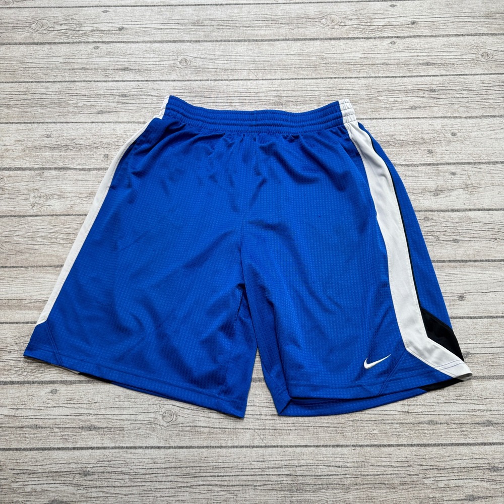 Nike Basketball Shorts Men's XL Blue Mesh Lined Athletic Fit Gym Training Swoosh